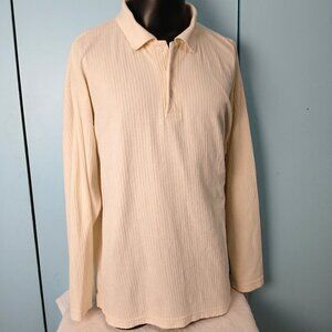 Men's Cream Velour Pullover - 80% cotton